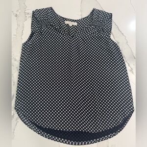 LOFT Women’s Size Med Navy Blue White/Pink Patterned Sleeveless Blouse
